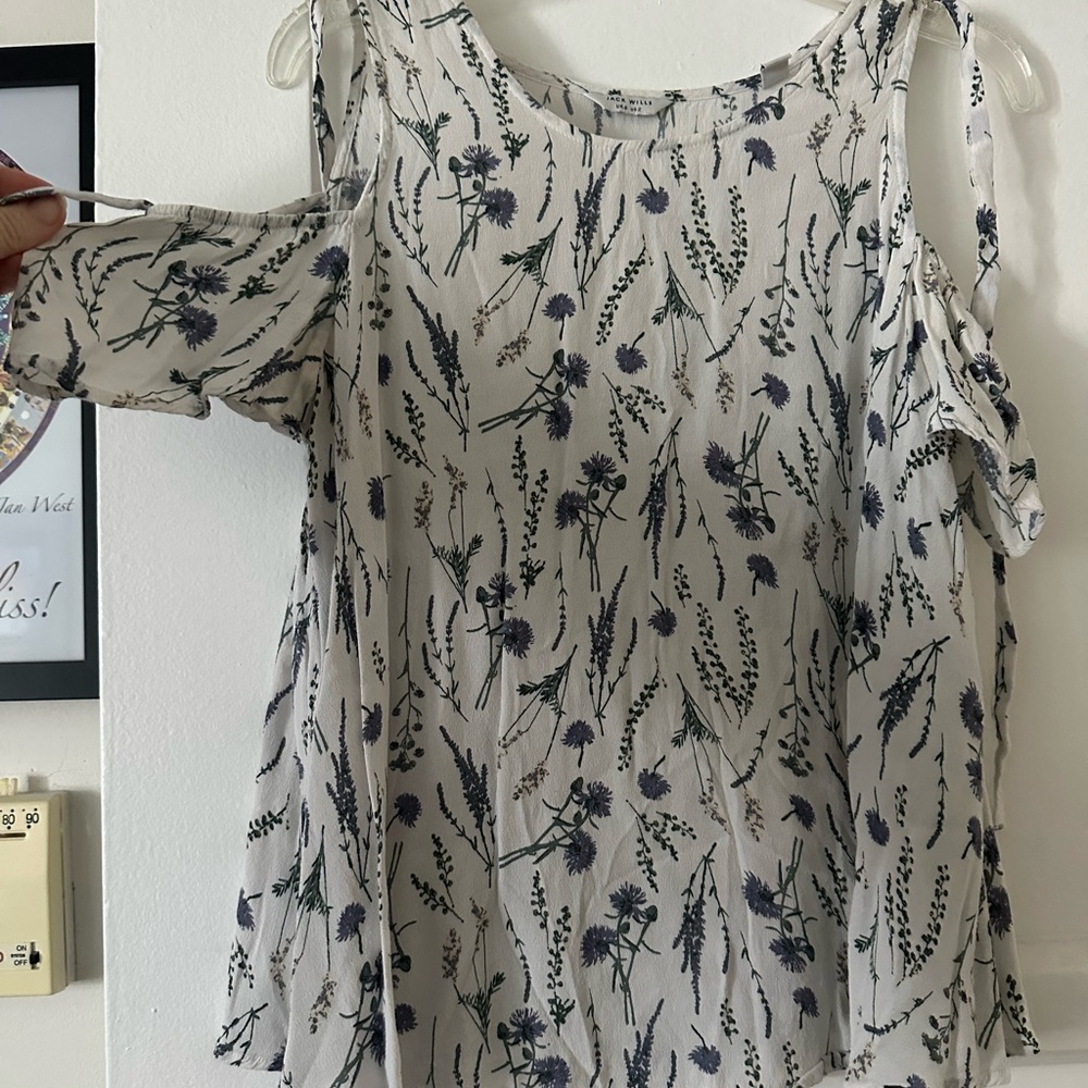 Jack Wills Asymmetrical Black and White Short Sleeve Blouse
